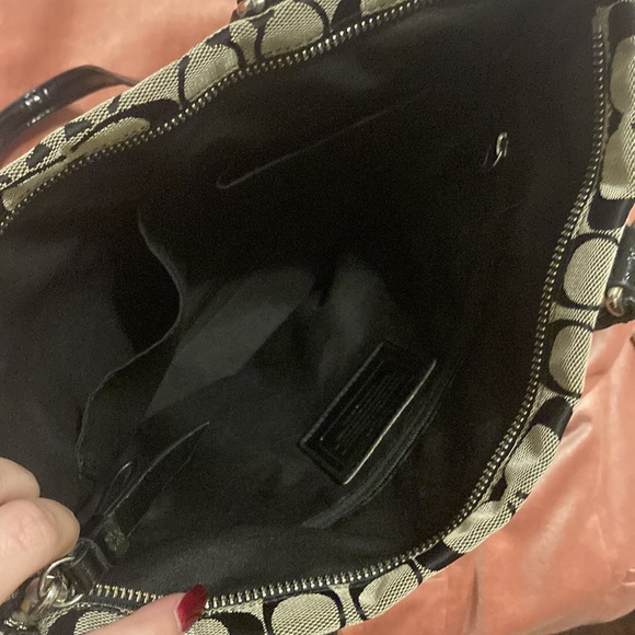 Vintage Coach Medium Size Monogram Purse with Leather Straps Shoulder Bag Tote - Picture 3 of 5